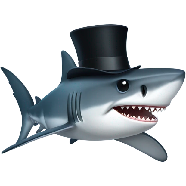 Shark with a top hat emoji