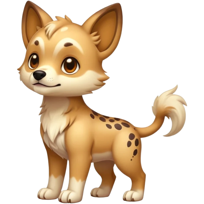 Exotic shiny rare epic cute canine-creature, full body, with random markings emoji