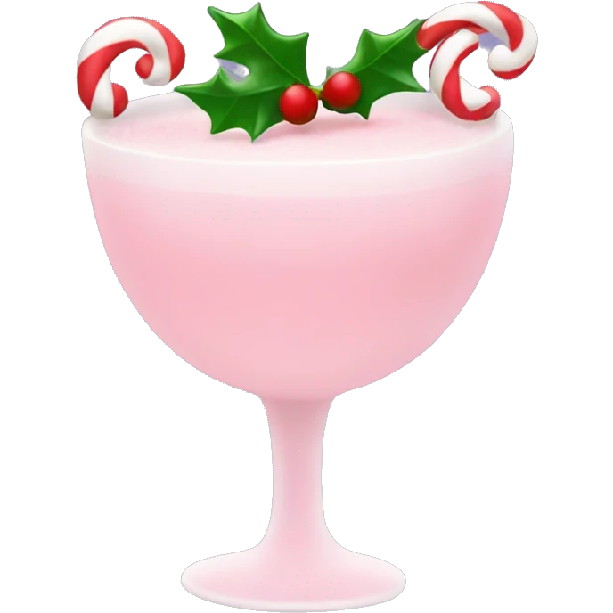 pastel pink christmas drink, with mistletoe on it emoji