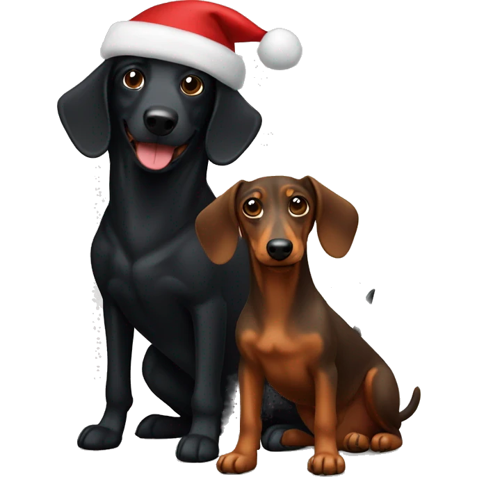 christmas black large dog and brown dachshund emoji