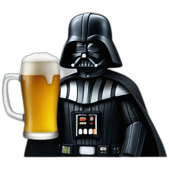 dark vader with a beer emoji