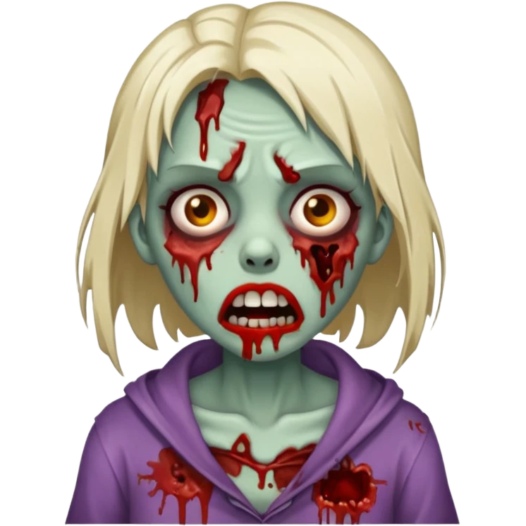 make a zombie girl with a droopy ruined mouth emoji
