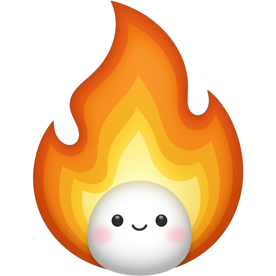 White Kuwaii fire emoji