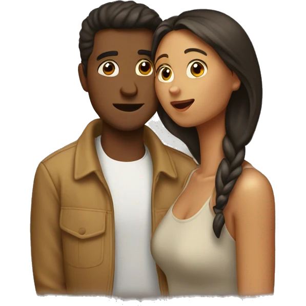 tan guy and girl kissing emoji