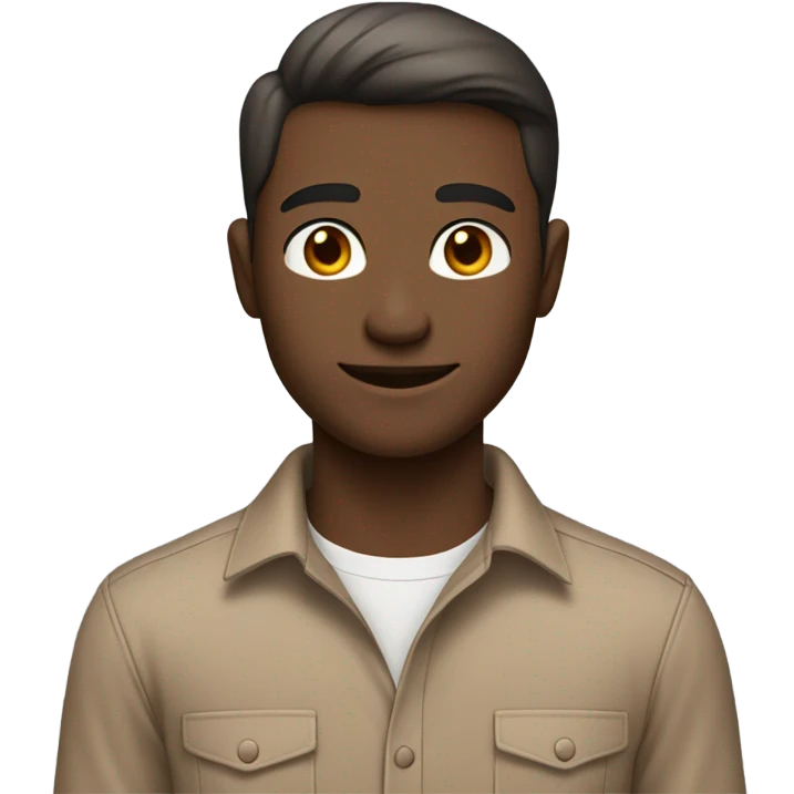 sub male with A soft brown button-up shirt with a slim fit and simple collar, offering a clean and gentle look.

 emoji