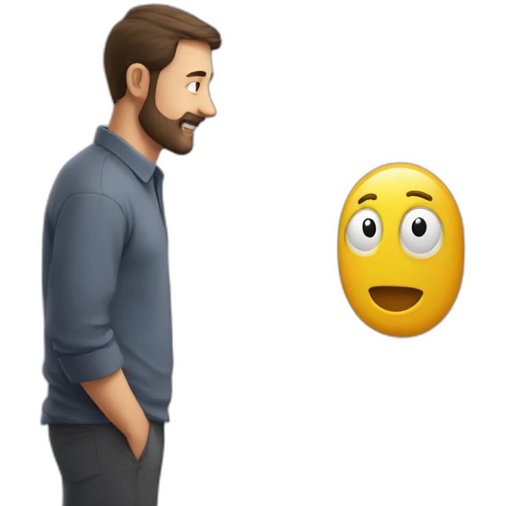 a man in front of a marker board talks about the design of a device emoji