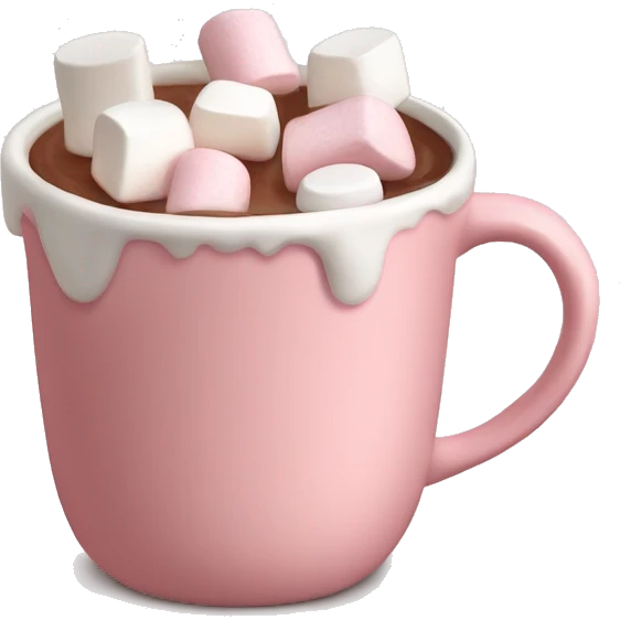 Light Pink mug of hot chocolate with marshmallows  emoji