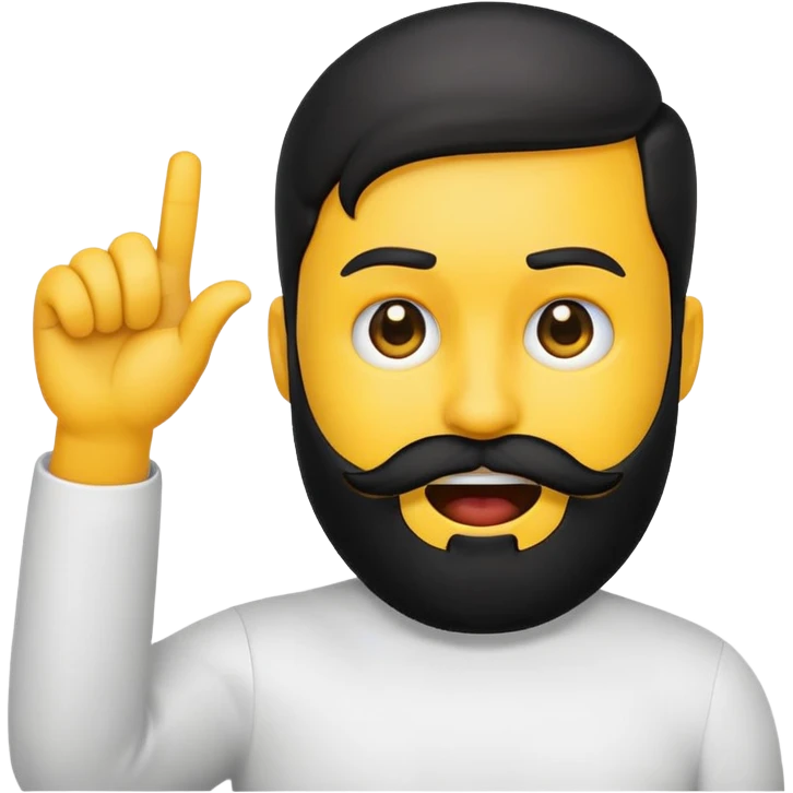 yellow emoji, black beard, mouth to the side, hand gesturing 'no', one eyebrow up emoji