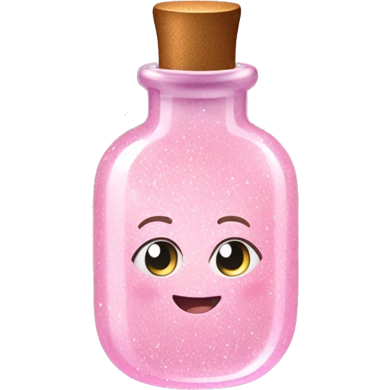 light pink glitter in a little magical looking bottle oval emoji
