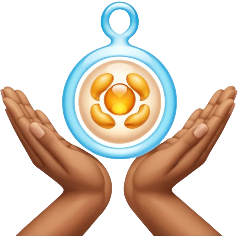 two hands gently holding an embryo symbol emoji