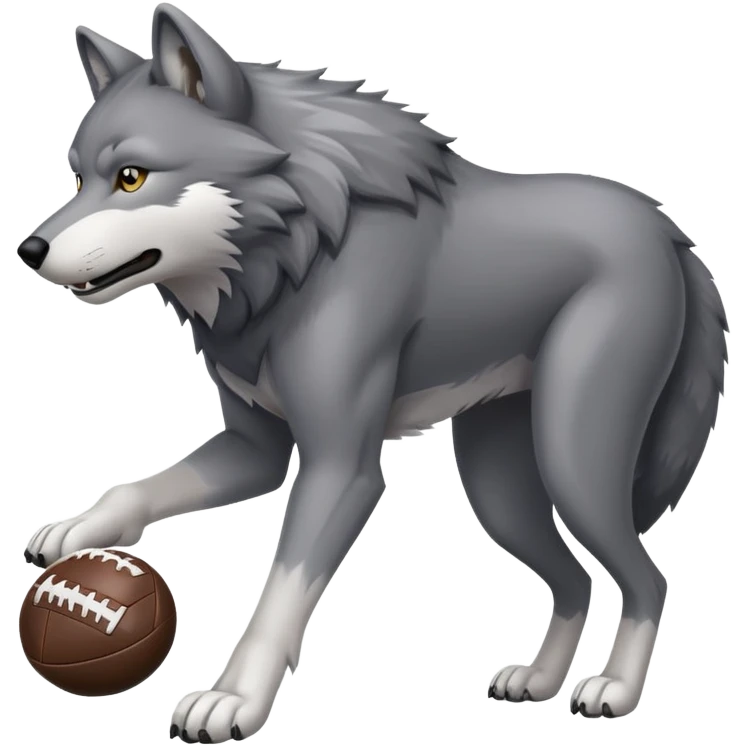 Wolf playing football, holding a football emoji