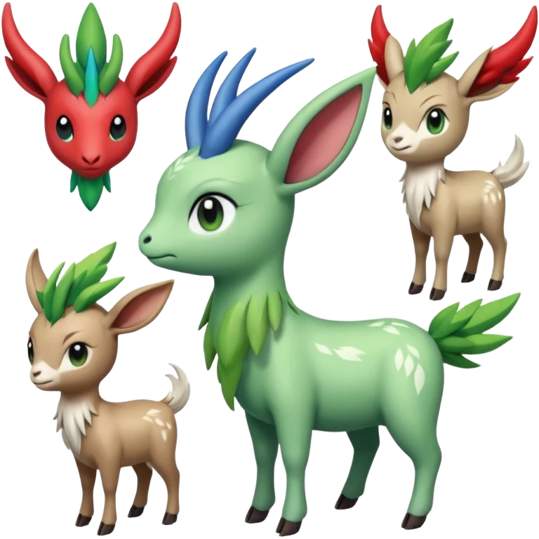 Xerneas-Sprigatito-Gogoat-Celebi-Shaymin-Virizion-fusion  emoji