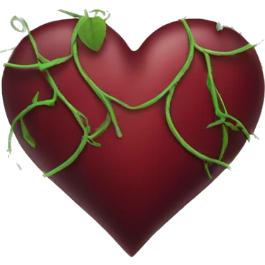 dark red heart with vines emoji