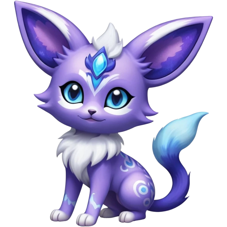 Shiny Exotic Cute Nebulae Adorable Majestic Espeon-Meowstic-Hybrid-Creature with pattern-markings emoji