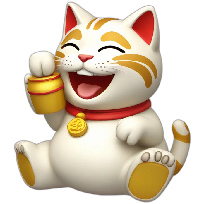 laughing Maneki-neko emoji