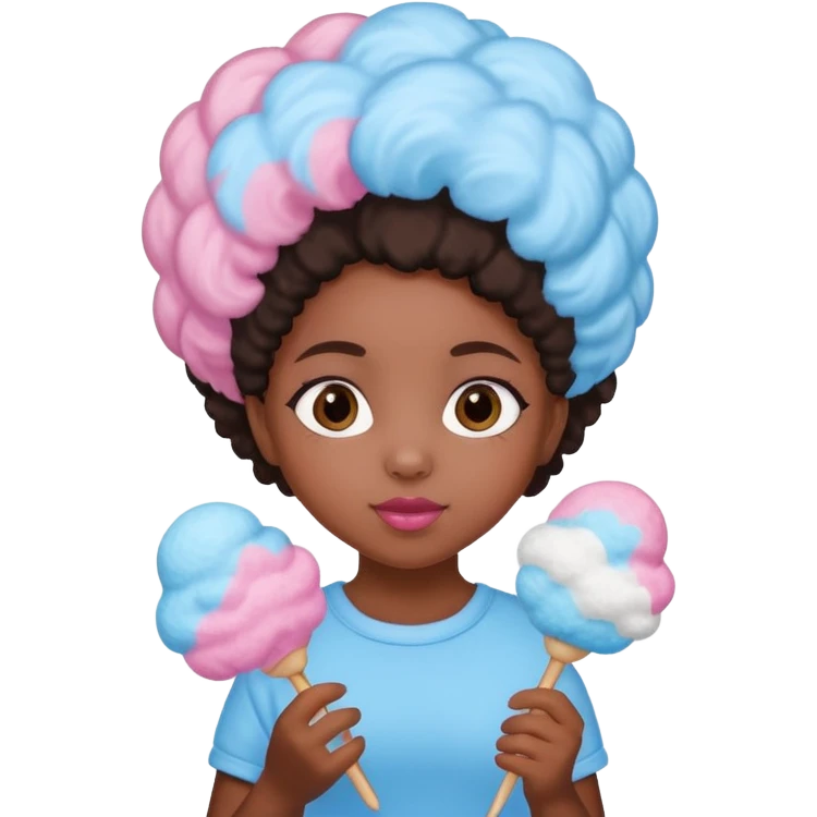 cotton candy holding black girl kid emoji