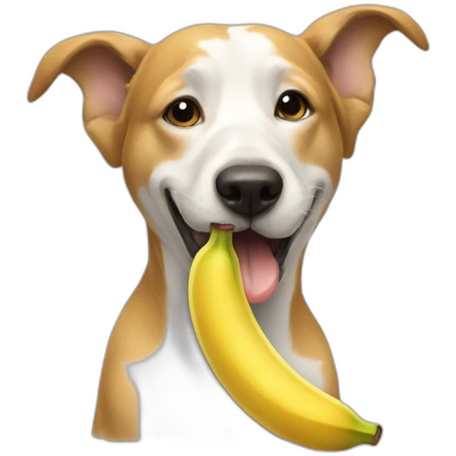 A dog eating a banana emoji