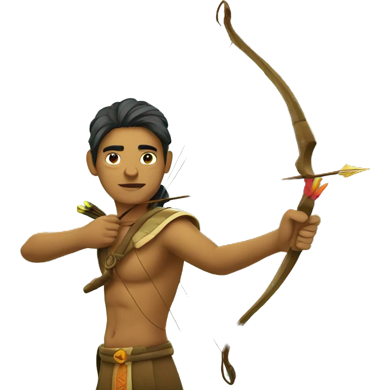 Indian with bow and arrow in the middle of a forest emoji
