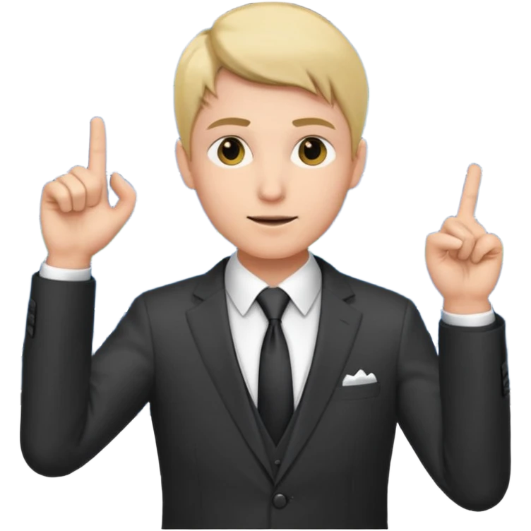 mach mir einen trader an der börse der tradet der so mit einer hand hinter sich deutet um anzig emoji