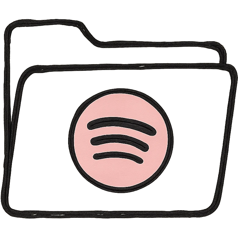 A music folder icon with a light pink Spotify logo emoji