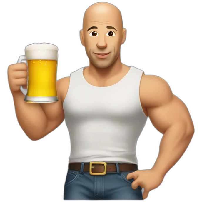 Vin Diesel driking a beer emoji