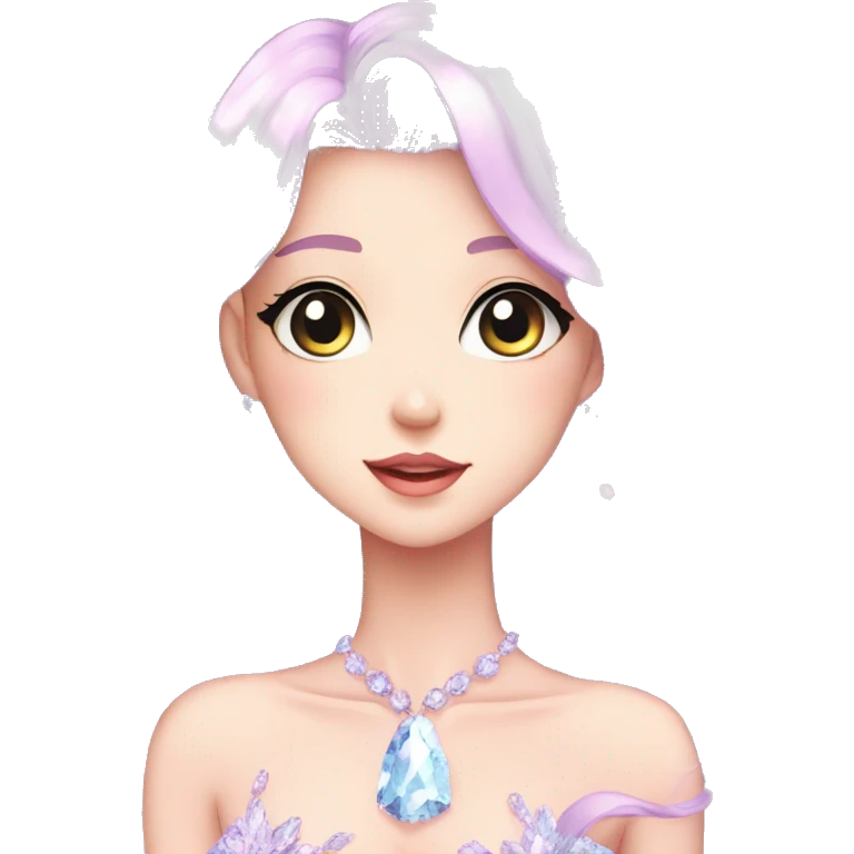 Gorgeous Beautiful Pretty Anime-Pastel-Lady with crystals aesthetic emoji