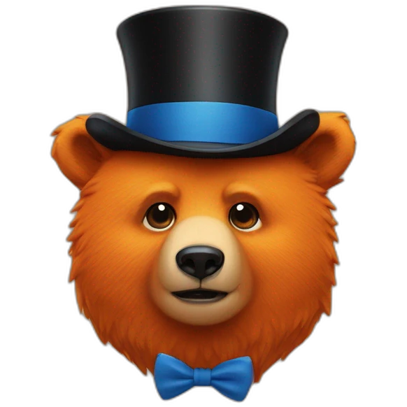 orange bear with tiny black top hat and blue eyeleiner emoji