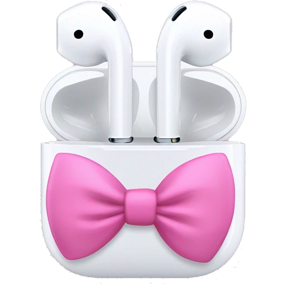 AirPod maxes with little pink bows emoji