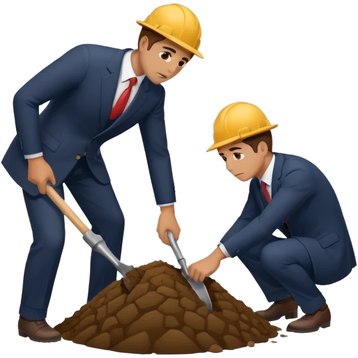 a guy in a suit digging and another suspicious guy trying to prevent him from digging emoji
