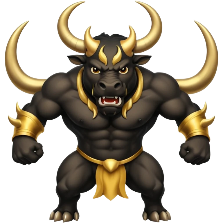 black angry powerful bull with golden horns emoji emoji