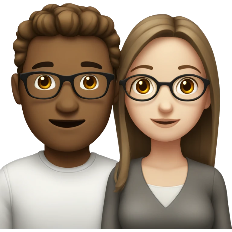 Guy with glasses and pale girl with brown hair  emoji