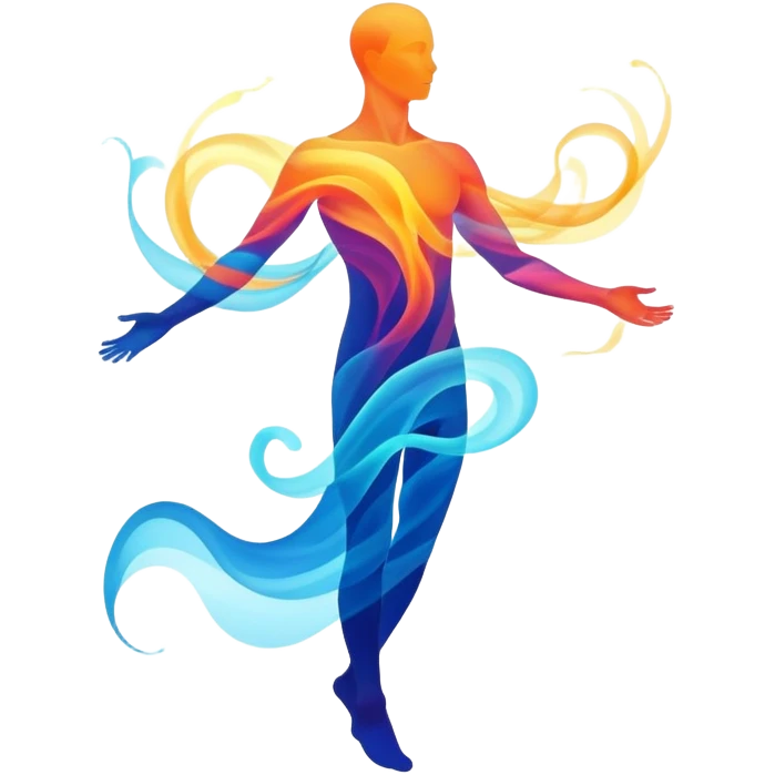 Minimal male form silhouette made of swirling abstract energy, ethereal style essence, no detailed features, just flowing shape emoji