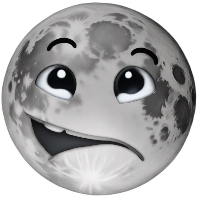 the moon with the cringing face emoji