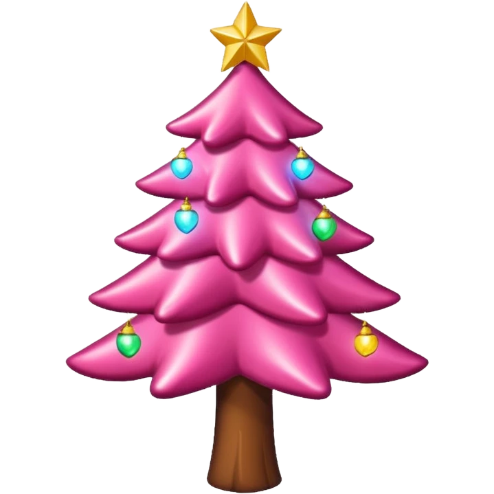 Crea un arbol de navidad en color rosa que parezca de caramelo Agrega luces navideñas has que la estrella brille emoji