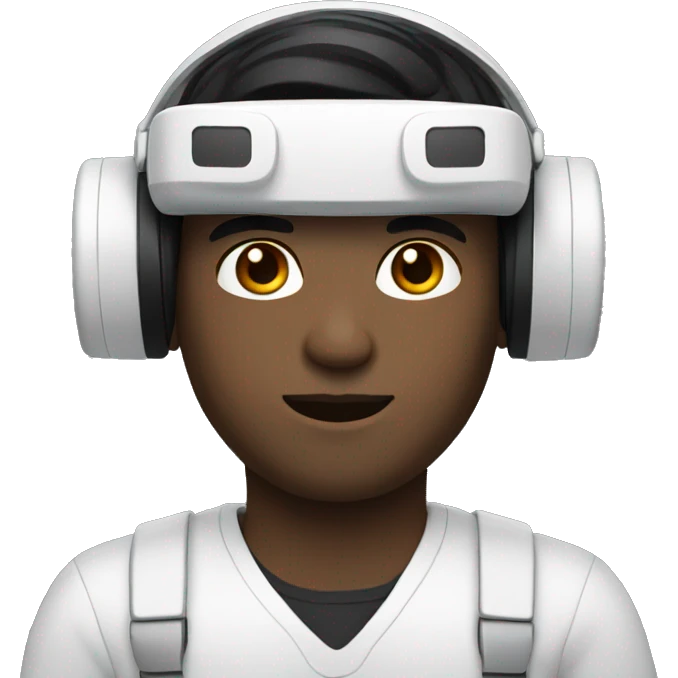 White man with black hair wearing white vr  emoji