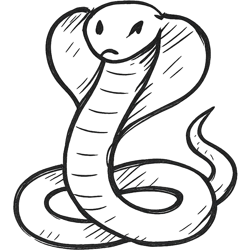 hand drawn outlined cobra emoji