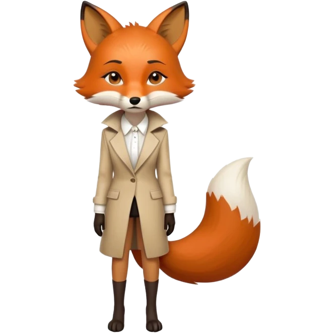 serious anthropomorphised female fox in stylish outfit, no sunglasses, very sad and crying, looking to the left, full-body view emoji