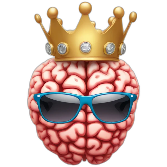 brain with crown, sunglasses and MVP board emoji