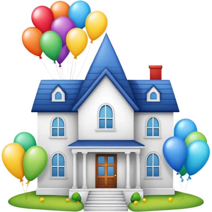 white house with balloons on top emoji