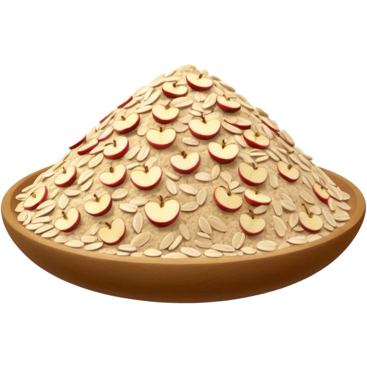 mound or scatter of oat flour fine pale beige powdery matte with a few rolled oats on the surface no bowl or packaging just the flour apple emoji style soft lighting transparent background emoji scale emoji