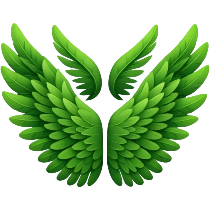 Wings made with Green leaves emoji