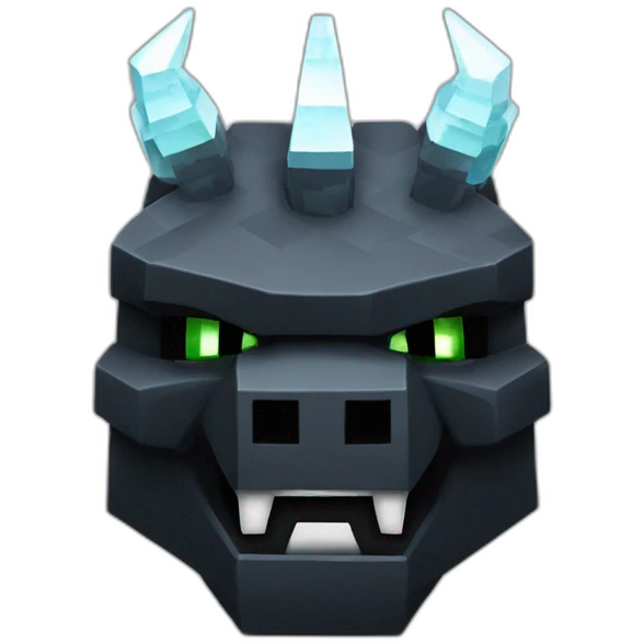 Minecraft Black Godzilla Head With Diamond Unicorn Horn and Lazer Eyes emoji
