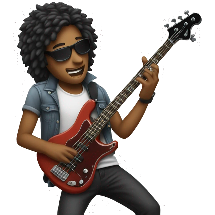 rocking out with bass guitar  emoji