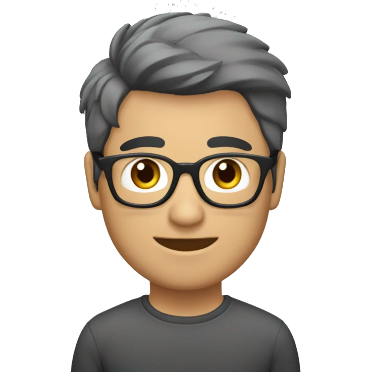 Chico moreno con franela gris. Cabello corto, liso y negro. emoji