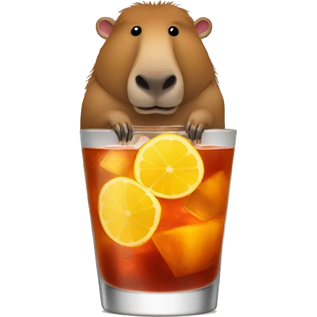 a funny capibara sipping cocktail emoji