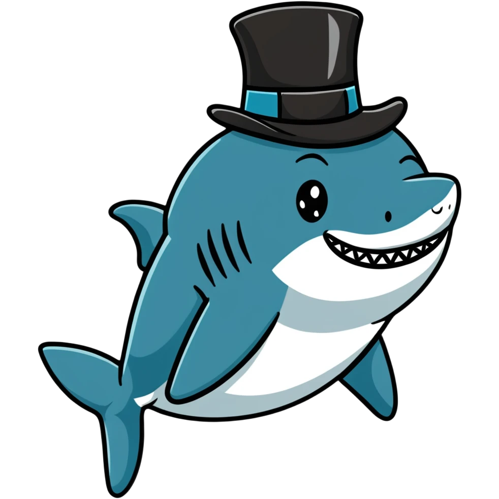 Shark with a top hat emoji
