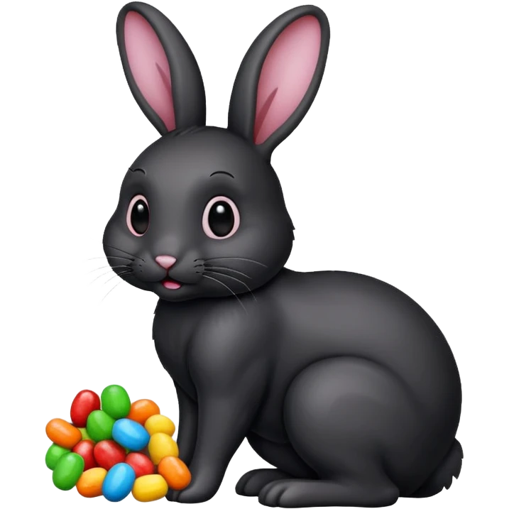 black rabbit with candies emoji