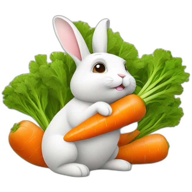 a small rabbit with a carrot emoji