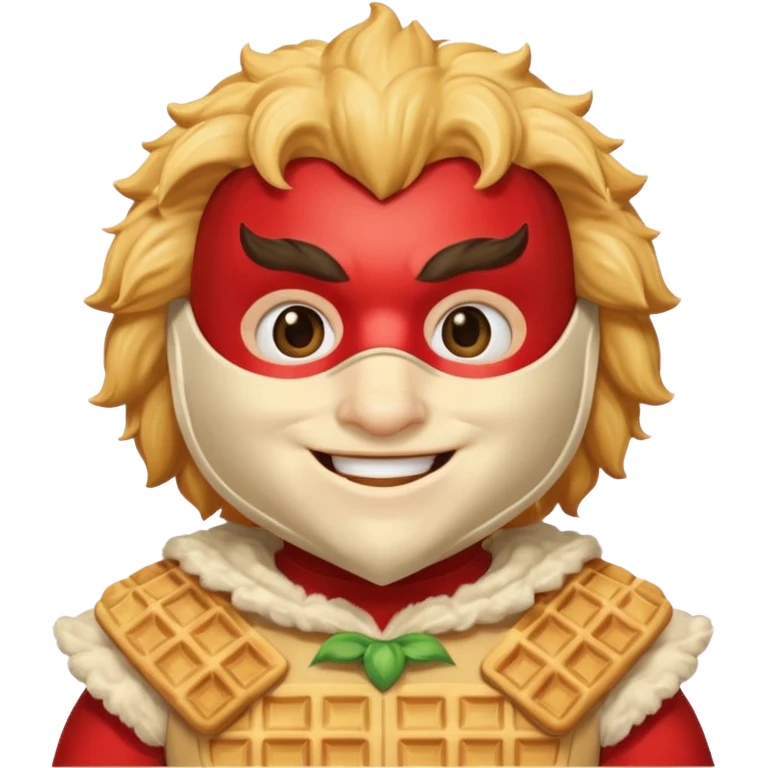 a hero who wear Waffle costume  with a hero mask  emoji