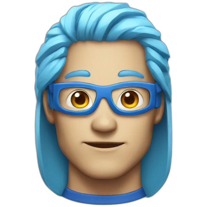 Portrait Super hero man tech with blue hair emoji